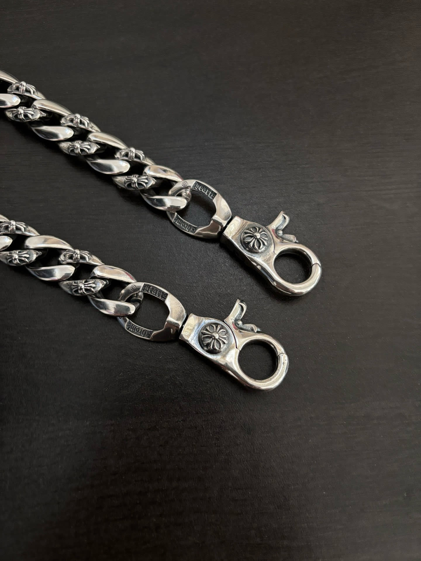 Chrome Hearts Sterling Silver Floral Design Chain Necklace